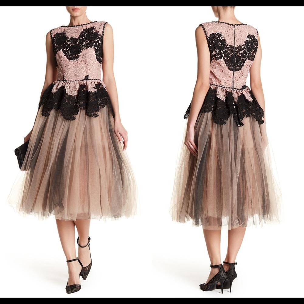 NEW $549 Isabel Garcia‎ Lace & Tulle Dress in Pink/Black [SZ Medium ]